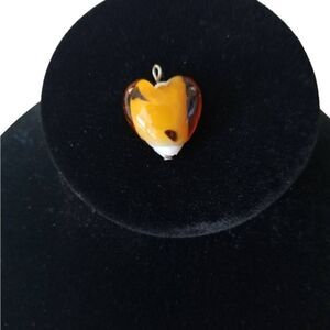 Vintage Baltic Amber swirl heart shaped pendant